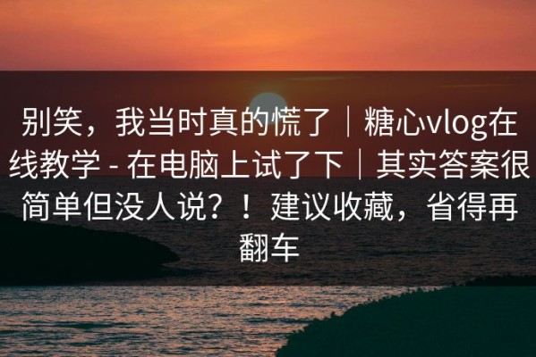 别笑，我当时真的慌了｜糖心vlog在线教学 - 在电脑上试了下｜其实答案很简单但没人说？！建议收藏，省得再翻车