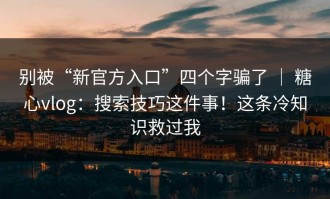 别被“新官方入口”四个字骗了 ｜ 糖心vlog：搜索技巧这件事！这条冷知识救过我