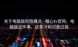 关于电脑版的隐藏点 - 糖心tv官网，电脑版这件事。这条冷知识救过我