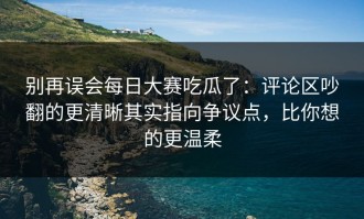 别再误会每日大赛吃瓜了：评论区吵翻的更清晰其实指向争议点，比你想的更温柔
