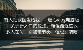 有人把截图发给我——糖心vlog电脑版，关于新入口的说法：难怪最近这么多人在问！别被带节奏，但也别装瞎