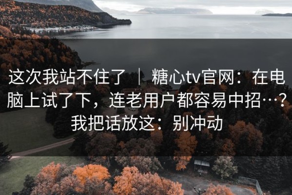 这次我站不住了 ｜ 糖心tv官网：在电脑上试了下，连老用户都容易中招…？我把话放这：别冲动