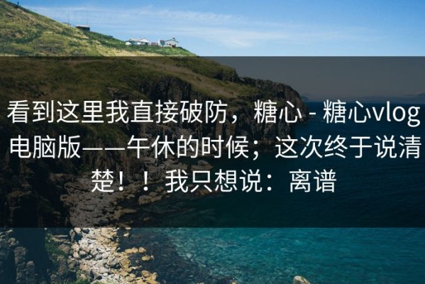 看到这里我直接破防，糖心 - 糖心vlog电脑版——午休的时候；这次终于说清楚！！我只想说：离谱