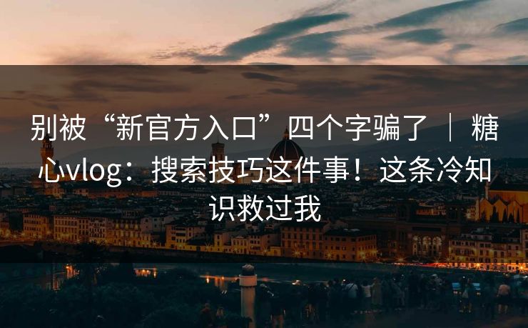 别被“新官方入口”四个字骗了 ｜ 糖心vlog：搜索技巧这件事！这条冷知识救过我